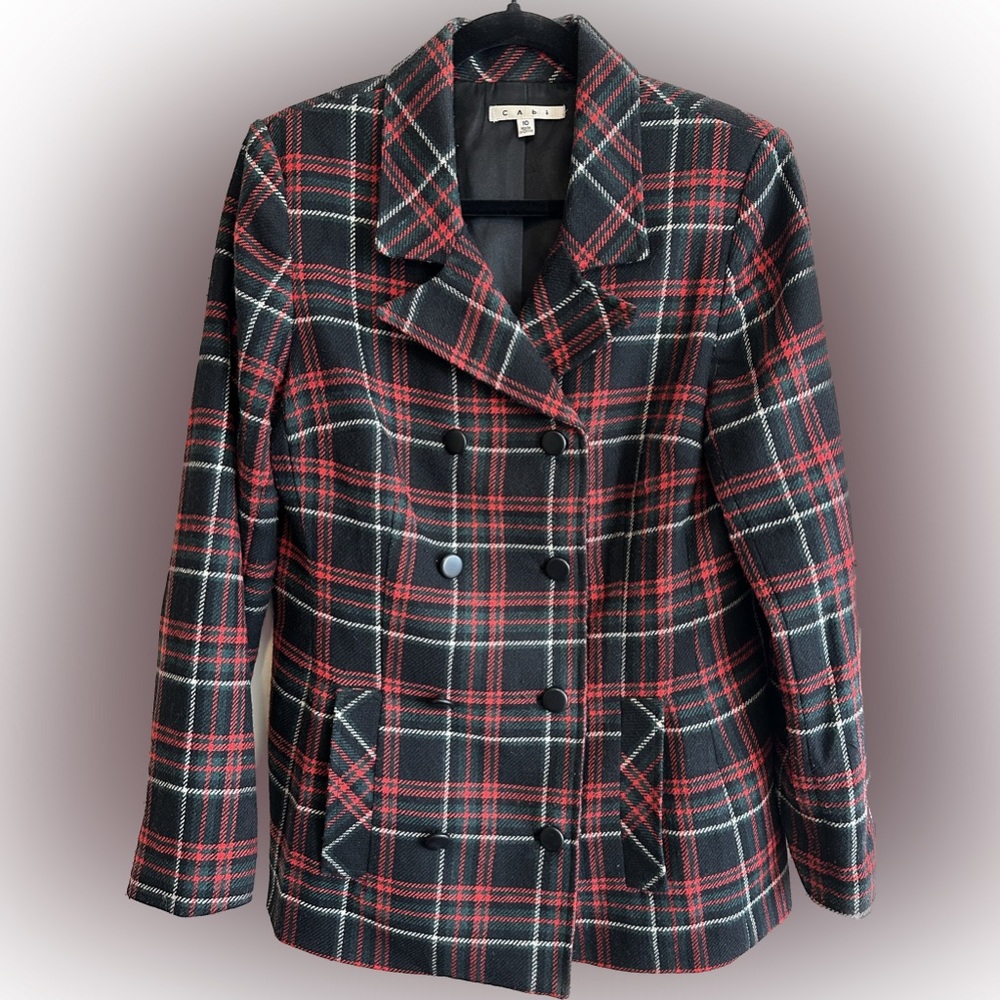 CAbi Manhattan Tartan Plaid Double-breasted Blazer